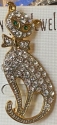 Jewelry - Fashion PINCat14 Crystal Covered Sitting Cat Pin Brooch with Green Crystal Eyes