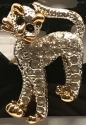 Jewelry - Fashion PINCat11 Crystal Covered Cat Pin Brooch with Black Crystal Eyes Gold Tone Feet