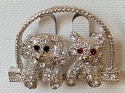 Jewelry - Fashion PINDog2 Cat and Dog In Basket Rhinestone Crystal Eyes Pin 