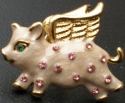 Jewelry - Fashion PINPig3 When Pigs Fly Small Pink Crystal Pig with Wings Enamel Pin