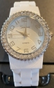 Jewelry - Fashion WTCHWhite1 Geneva White Silicone Band Cuff Women's Watch Stainless Backing Crystals