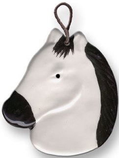 August Ceramics 2003MW White with Black Mane Ornament