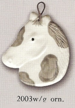 August Ceramics 2003WG White & Gray Ornament