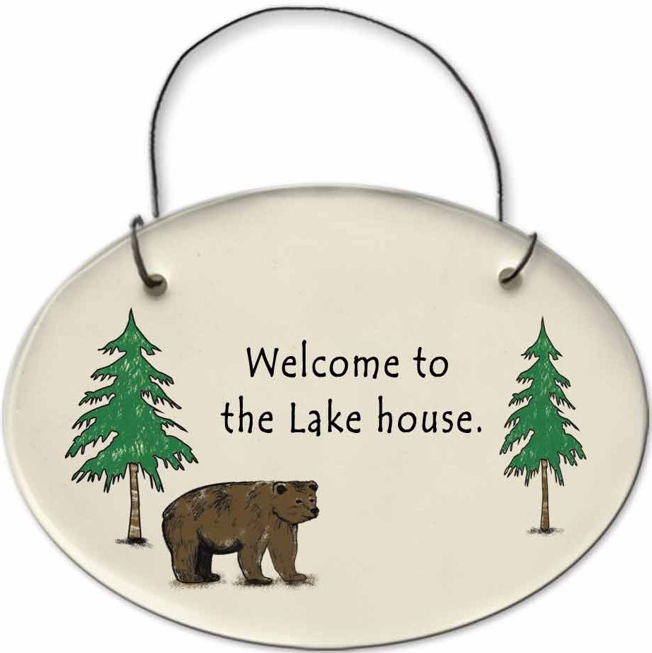 August Ceramics 2155C Bear - Welcome to the Lake house Mini Disk