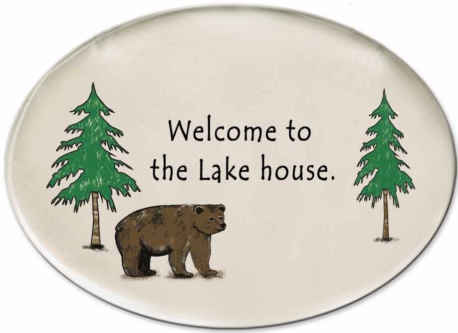 August Ceramics 3155C Bear - Welcome to the lake house Disk Magnet