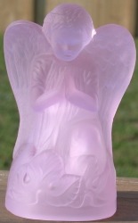 Boyd's Crystal Art Glass ANGPearlyPinkStn Angel Pearly Pink Satin Wing Blemish