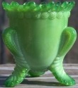 Boyd's Crystal Art Glass FMNAppleGreen Forget me Not Toothpick Holder Apple Green Broken