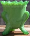 Special Sale SALEFMNAppleGreenStn Boyd's Crystal Art Glass FMNAppleGreenStn Forget Me Not Toothpick Holder Apple Green Satin