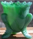 Special Sale SALEFMNShamrockStn Boyd's Crystal Art Glass FMNShamrockStn Forget Me Not Toothpick Holder Shamrock Satin