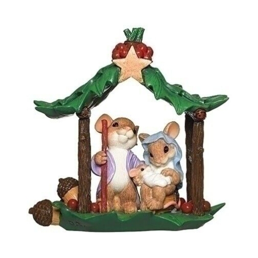 Charming Tails 132105 In Honor of a Miracle Mouse Figurine Holy Family