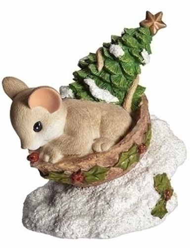Charming Tails 135565N Sledding Mouse Figurine