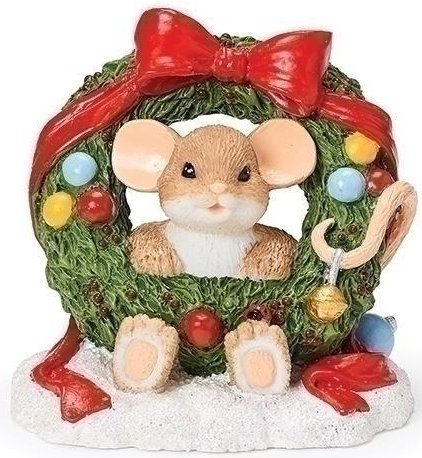 Charming Tails 139691 Mouse in Wreath Figurine