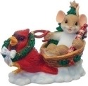 Charming Tails 130443 Mouse in Sleigh with Cardinal