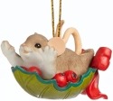 Charming Tails 4041174 Laying in Holly Leaf Ornament