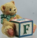 Cherished Teddies 158488F Alphabet Block Bear F Bear Figurine
