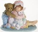 Cherished Teddies 4016844 Girl and Bear Hugging Bunny