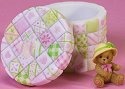 Cherished Teddies 4018047 Quilted Hat Box with Mini Bear Covered Box