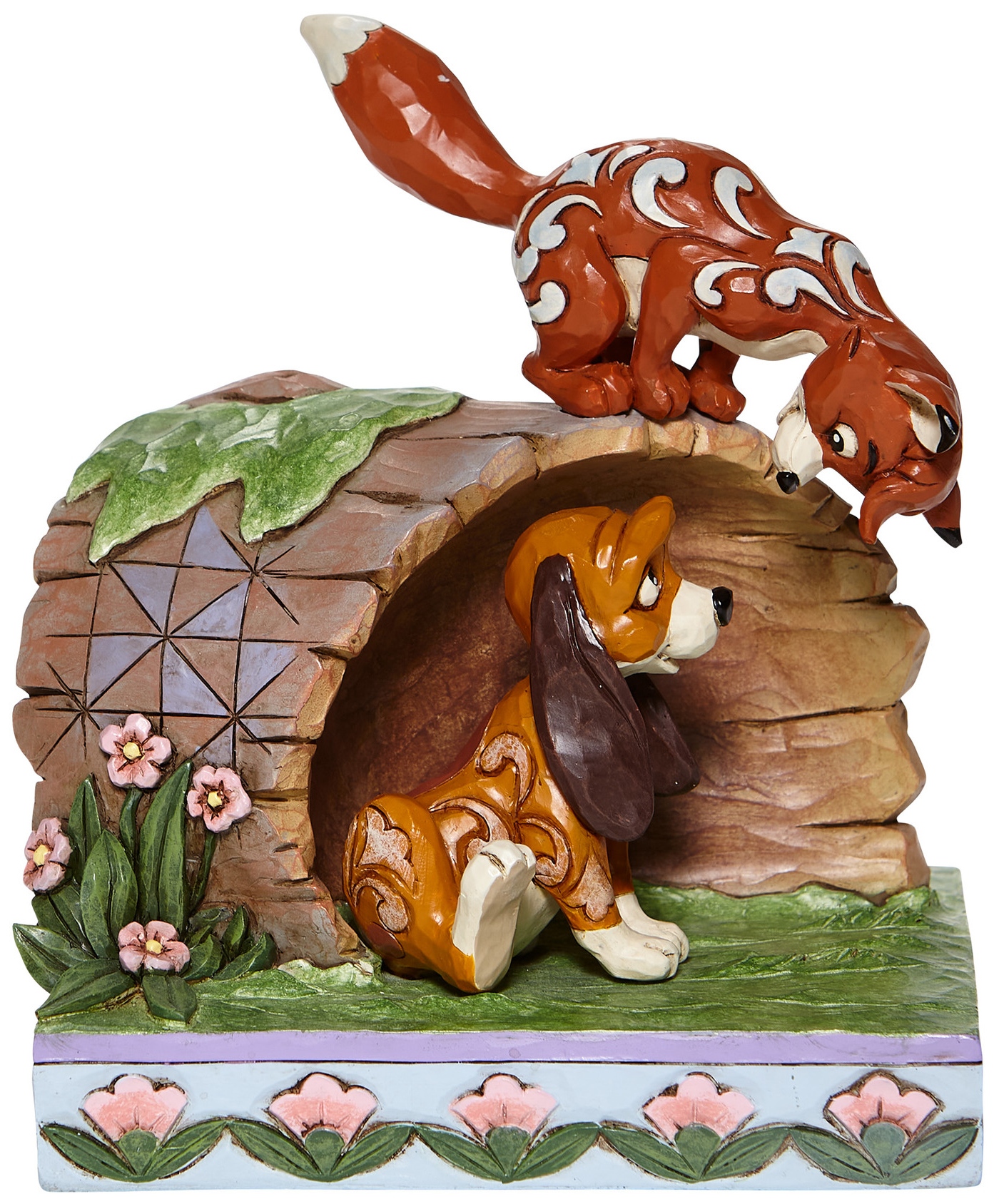 Disney Traditions by Jim Shore 6008077i Fox & Hound on Log Figurine