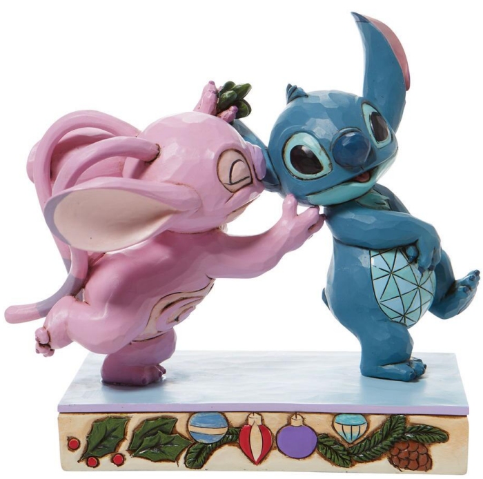 Disney Traditions by Jim Shore 6008980 Angel and Stitch Mistletoe Figurine