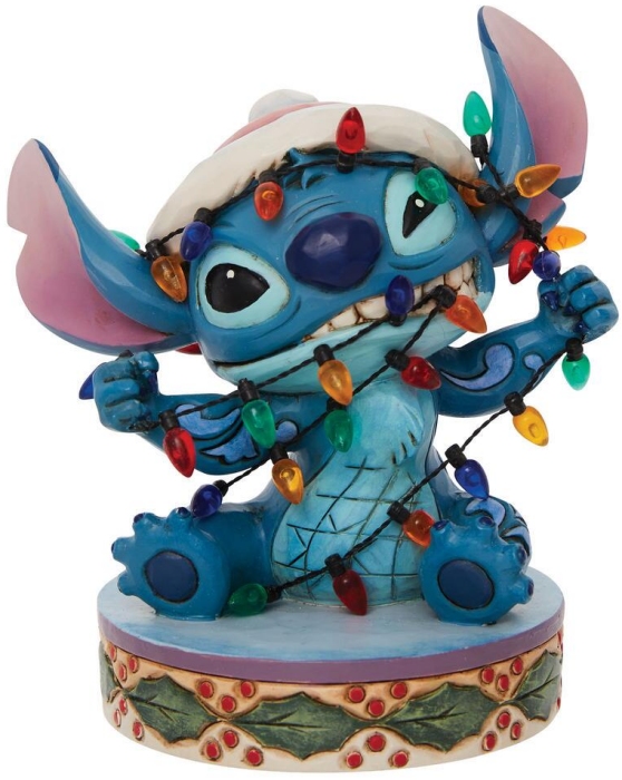 Jim Shore Disney 6010872N Stitch Wrapped In Xmas Lights Figurine