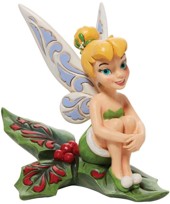Disney Traditions by Jim Shore 6010874N Tinkerbell Sitting On Holly Figurine