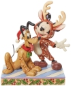 Jim Shore Disney 6013059N Mickey Reindeer with Pluto Figurine