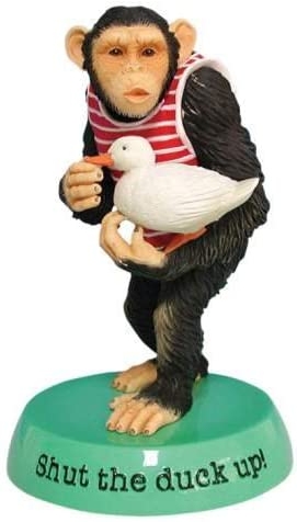 Going Ape 13854 Shut The Duck Up Chimpanzee Figurine