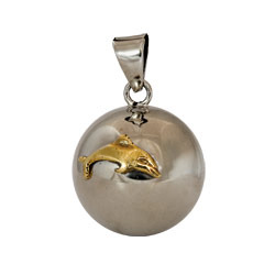 Chiming Spheres 20DLGTH Small Pendant with Brass Dolphins