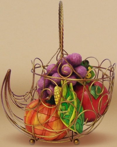 Jim Shore 4023441 Bountiful Set Of 6 Cornucopia Wire Basket W Fruit