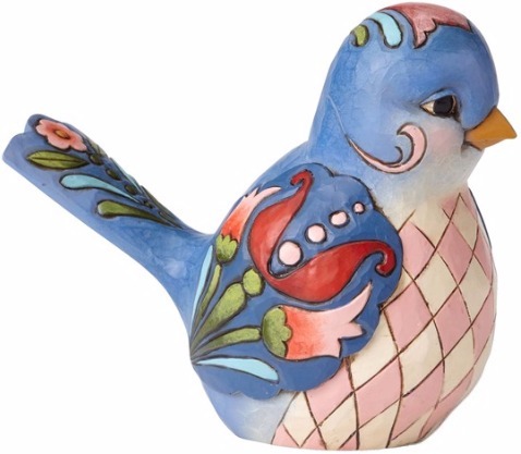 Jim Shore 4056964 Blue Florals Bird Figurine