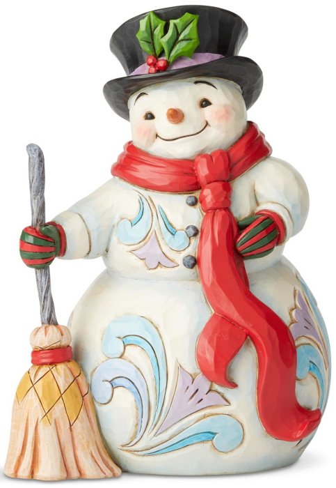 Jim Shore 6004142 Snowman Broom and Scarf Figurine