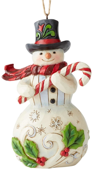 Jim Shore 6004312 Snowmwan Candy Cane Ornament