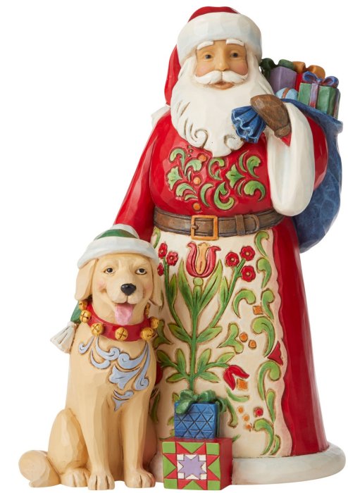 Jim Shore 6006636 Santa with Dog Figurine