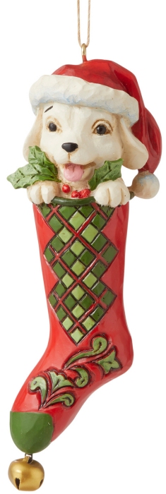 Jim Shore 6007450 Country Living Dog in Stocking Ornament