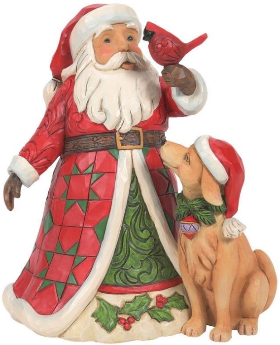 Jim Shore 6008363 Santa with Cardinal Figurine