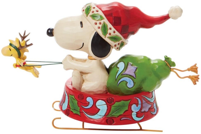 Jim Shore Peanuts 6008956 Santa Snoopy in Dog Bowl