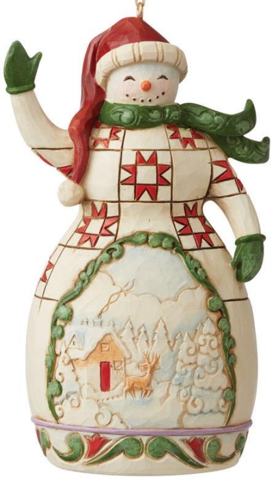 Jim Shore 6009470 Red and Green Snowman Ornament
