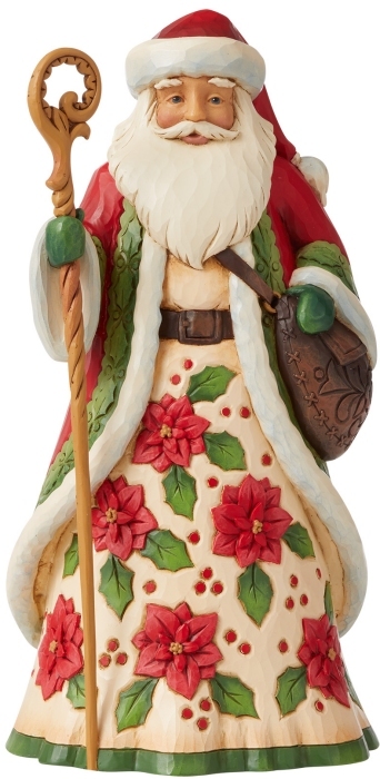 Jim Shore 6009684N Santa With Poinsettia Figurine