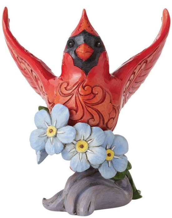 Jim Shore 6009698 Caring Cardinal on Flower Figurine
