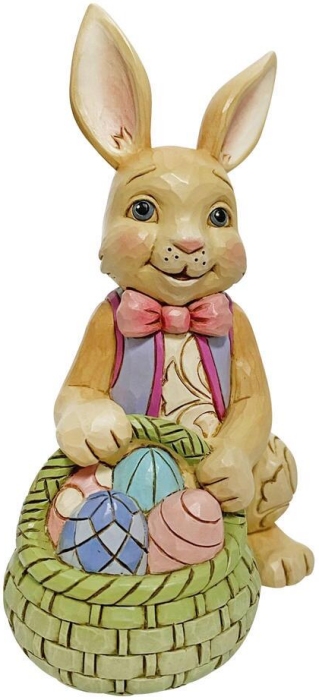 Jim Shore 6010275i Mini Bunny with Easter Basket Figurine