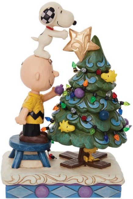 Peanuts by Jim Shore 6010321N Charlie Brown & Snoopy Decorating Tree Figurine