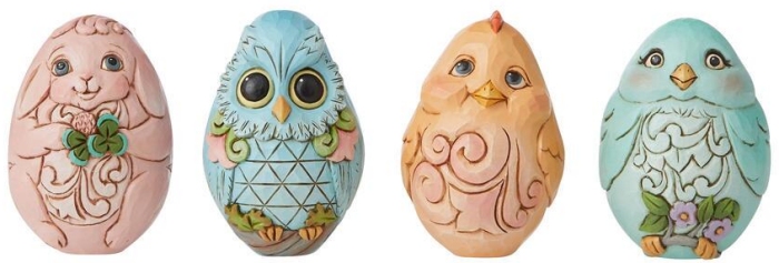 Jim Shore 6010430 Set of 4 Spring Character Eggs Figurine