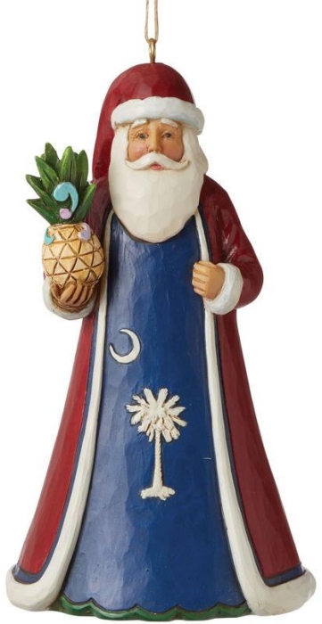 Jim Shore 6010471i South Carolina Blue Santa Ornament