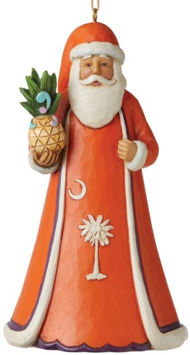Jim Shore 6010472 South Carolina Orange Santa Ornament