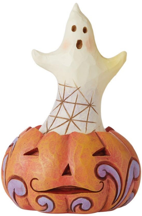 Jim Shore 6010676N Ghost Popping Out Of Pumpkin Figurine