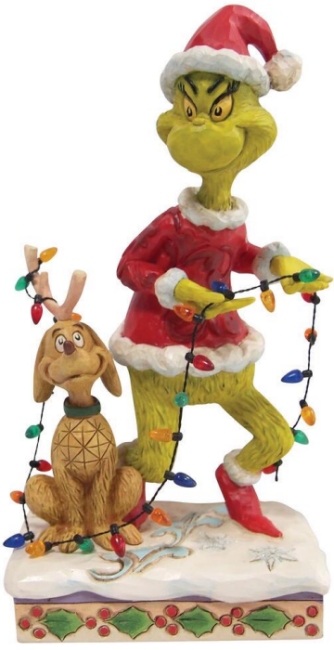 Jim Shore Dr Seuss 6010779N Grinch & Max Wrapped in Lights Figurine