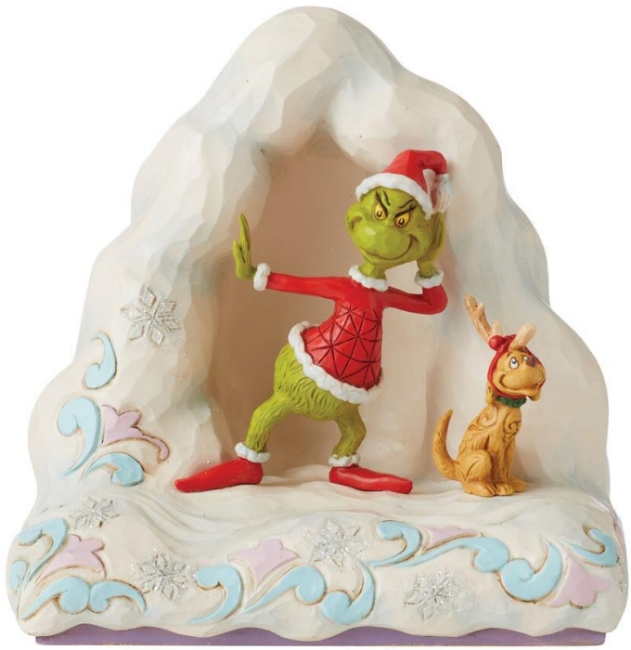 Jim Shore Dr Seuss 6010780 Grinch & Max Listening In Snow Figurine