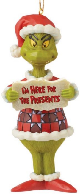 Jim Shore Dr Seuss 6010788 Grinch I'm Here For The Presents Ornament