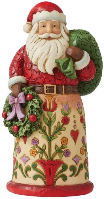 Jim Shore 6010823 Santa With Wreath & Bag Figurine
