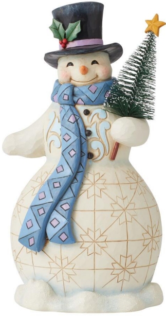 Jim Shore 6011160N Snowman Holding Tree Figurine